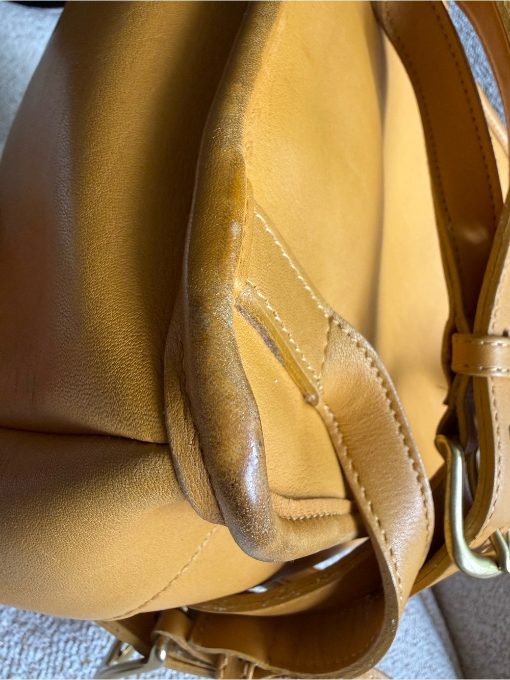 Coach Mustard Leather Drawstring Backpack - Picture 11 of 14
